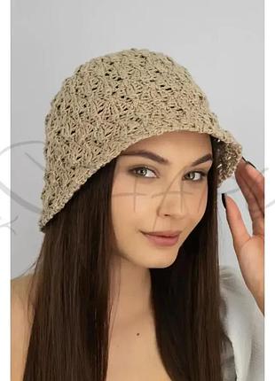 Панама женская ажурная летняя котоновая braxton 1583 светлый кофе