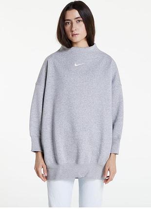 Худі толстовка nike sportswear phoenix fleece oversized mock-neck 3/4-sleeve sweatshirt grey