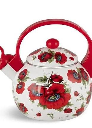 Чайник со свистком edenberg flowers 3 eb-1745-3 2.2 л красные маки.