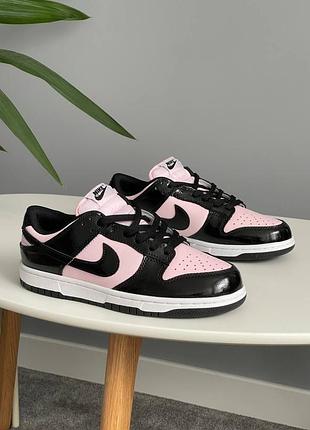 😍 женские кроссовки nike dunk low black pink patent