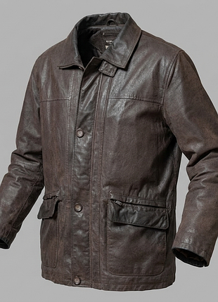 Мужская кожаная куртка explorer leather wear, польша размер - 52 / l-xl