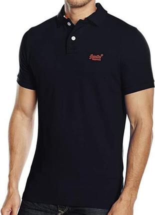 Стильне поло темно-синього кольору superdry the classic polo, made in india, 💯 оригінал