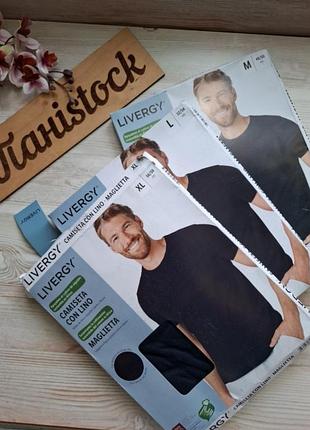 Футболка хлопок лен livergy m l xl темно синяя с карманом