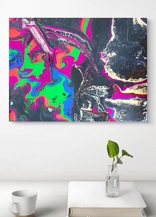 Стильна інтер'єрна картина fluid art 30х40 см / сучасна абстракція акрилом ручної роботи