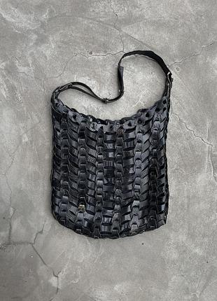 Octopus: large braided leather bag; heavyweight mesh shopper