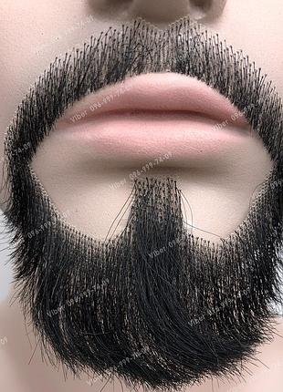 🧔 борода и усы реалистичные — накладка на сетке чёрного цвета стиль 3 (усы и борода)
