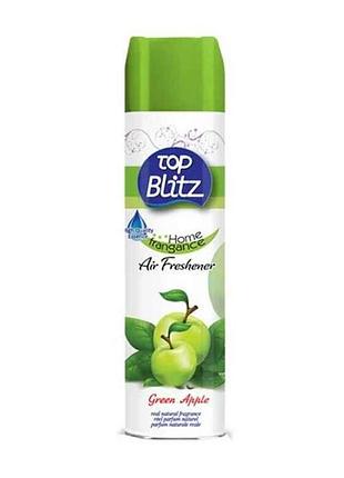 Освежитель воздухозатра 300мл спрей green apple тм top blitz