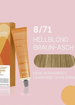 Краска тонирующая для волос londa professional без аммиака demi-permanent color 8/71 светлый блондин коричнево-пепельный 60 мл