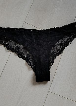 Черные ажурные трусики кружевные трусы вьющиеся intimissimi m м 10 38 46