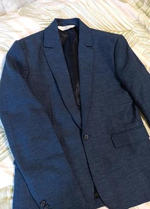 Піджак легкий класичний синій h&m 152 розмір(бавовна)