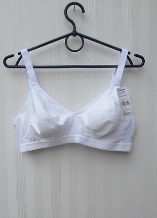 Белый комфортный поддерживающий   бюстгальтер без косточек 90b naturana