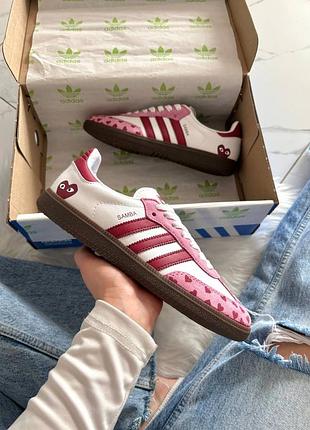 Adidas samba x comme des garçons play white pink