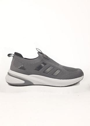 Кросівки сліпони чоловічі adidas slip-on lite flow темно сірі літні демісезонні весна-літо-осінь текстиль сітка розмір 41-46 нові 11785