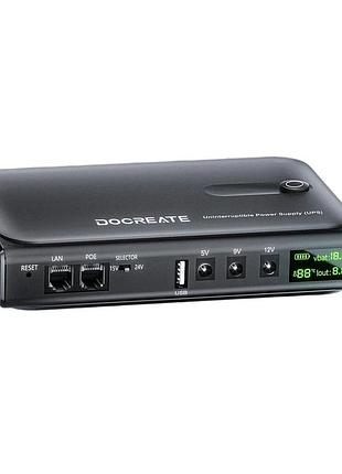 Повербанк для роутеров doocreate dc1036l-36w (4x18650) 5v 9v 12v usb poe (15/24v) + lcd 12000ма