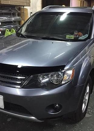 Дефлектор капота мухобойка mitsubishi outlander xl 10- hic черная митсубиси аутлендер хл
