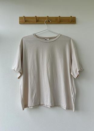 Бежева широка оверсайз футболка h&m
