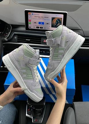 🌺женские кроссовки adidas originals forum 84 mid grey suede olive