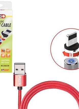 Кабель магнітний pulso usb - lightning 2,4а, 2m, red тільки зарядка