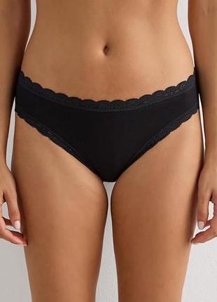 Трусики слипы хипстеры черные базовые с кружевом primark cares p.xl(18/20)