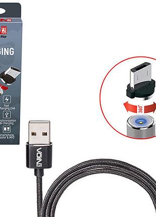 Кабель магнитный voin mc-2301m bk usb - micro usb 2,4а, 1m, black только зарядка mc-2301m bk