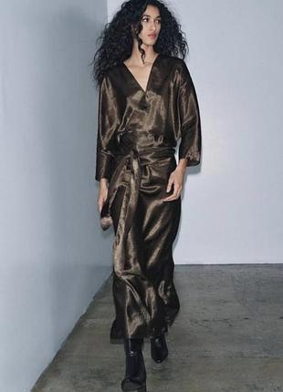 Новое роскошное шоколадное платье из премиальной линейки zara