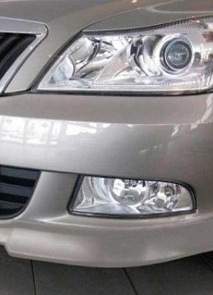 Накладки на передній бампер skoda octavia a5 2009-2013 2 елементи захисні декоративні накладки на бампер