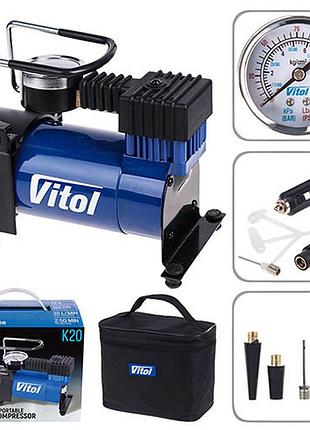 Автомобільний компресор vitol к-20 100psi 12amp 35л прикурювач насос для підкачки шин