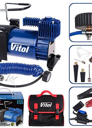 Автомобільний компресор vitol к-55 150psi 23amp 50л шл5м клеми насос для підкачки шин
