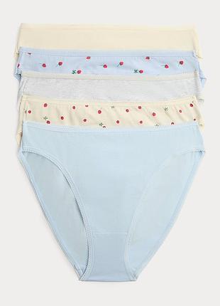 Набір жіночих трусів 5 штук marks&amp;spencer р-р 16 high leg бавовна