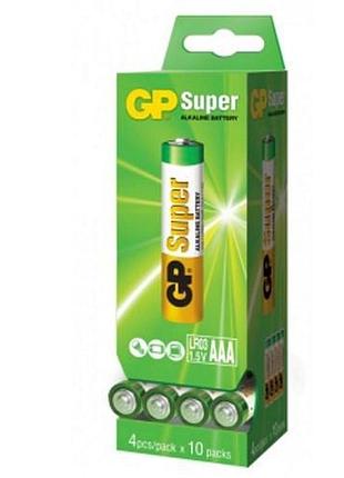Батарейка gp super alkaline 1.5 24a-pd40-s4 lr03 щелочная, lr03 aaa 4891199071850 2шт