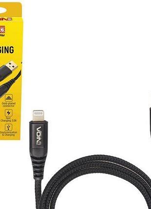 Кабель voin cc-4201l bk usb - lightning 3а, 1m, black швидка зарядка/передача даних