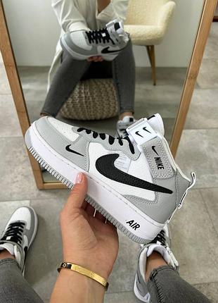 🌺женские кроссовки nike air force mid utility white grey