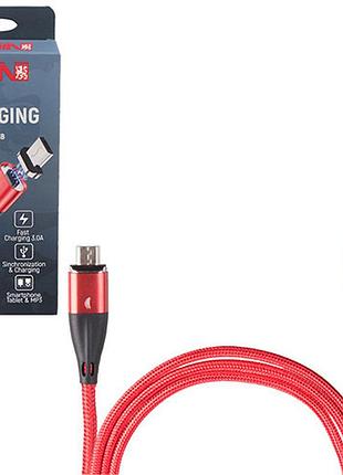 Кабель магнітний voin usb - micro usb 3а, 1m, red швидка зарядка / передача даних