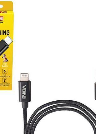 Кабель voin usb - lightning 3а, 1m, black швидка зарядка/передача даних