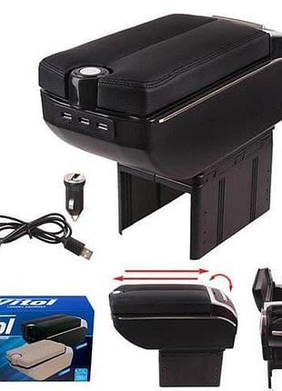Подлокотник hj48020/черный+черный, пепельница, подстаканник, 7 usb hj48020b