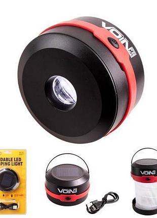 Фонарь для кемпинга voin vl-53, 3w xpe/power bank1200mah/солн. панель/складной vl-53