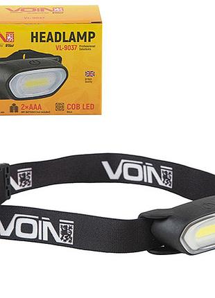 Фонарь налобный voin vl-9037, led cob 80lm /2xaaa (не в комплекте) (vl-9037)