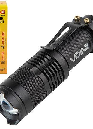 Фонарик ручной voin vl-3028, led xpe, 100lm, зум, алюминий, 1хаа (не в комплекте) (vl-3028)