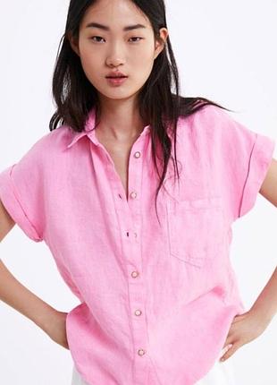 Легка літня льняна сорочка zara xs/s