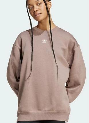 Женский свитшот adidas originals adicolor essentials модель оверсайз в коричнево-розовом оттенке trace brown размер с s