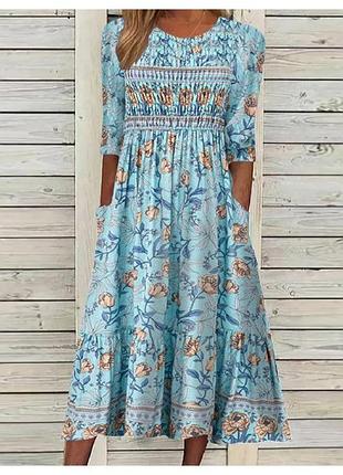 🥰 блакитна сукня в резинкою 3xl