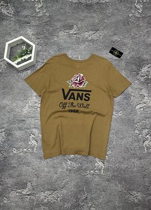 Чоловіча футболка vans оригінал гірчична з принтом троянди