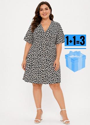 Міні сукня в квітковий принт з ґудзиками shein 3xl