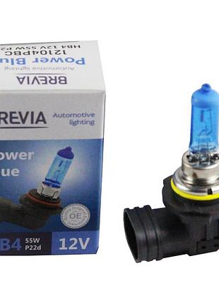Галогенная лампа brevia hb4 12v 55w p22d power blue 4200k для авто яркое светлое автоосвещение