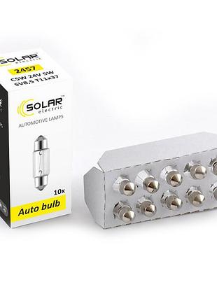 Автомобильная лампа накаливания solar c5w 24v 5w sv8.5 t11x37 10шт для автоосвещения