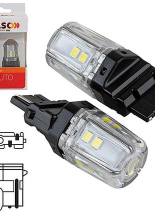 Автомобильная лампа pulso led 3156 w2.5x16q 12smd-2835 550lm белая для габаритов и стоп-сигналов 2шт