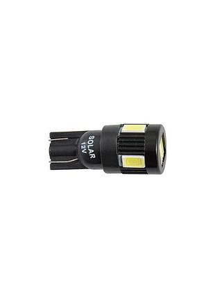 Led автолампа solar 12v t10 w2.1x9.5d 6smd 5630 біла 2шт для автомобільного освітлення