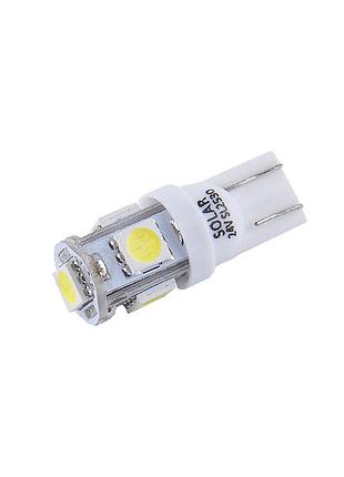 Led автолампа solar 24v t10 w2.1x9.5d 5smd біла 2шт для заміни штатного освітлення автомобіля