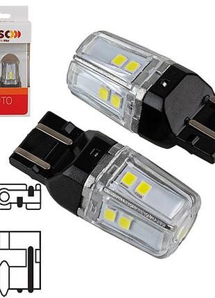 Лампа pulso 7443 w3x16q led 12smd-2835 100lm білий 9-36v 2 шт для авто габаритів та стоп-сигналів