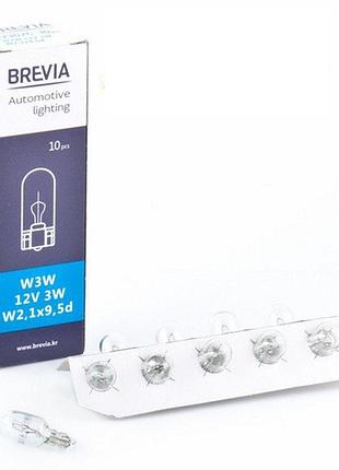Лампа накаливания brevia w3w 12v 3w w2.1x9.5d cp для автомобиля с легкой установкой и комфортным светом 10шт